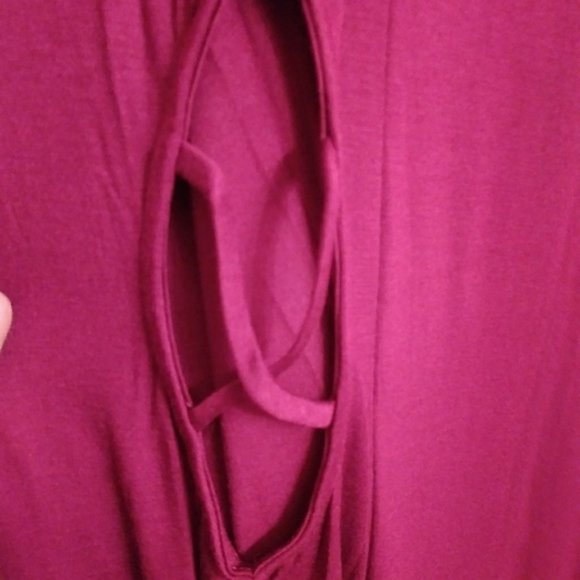 Burgundy Dress Peekaboo Sides Plus 1X- 3X - Picture 2 of 4